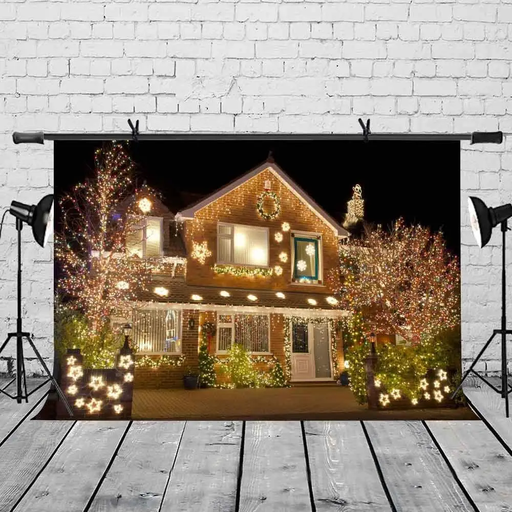 7x5ft Villa Backdrop Brightly Lit Photography Background at Night and Studio Props | Электроника