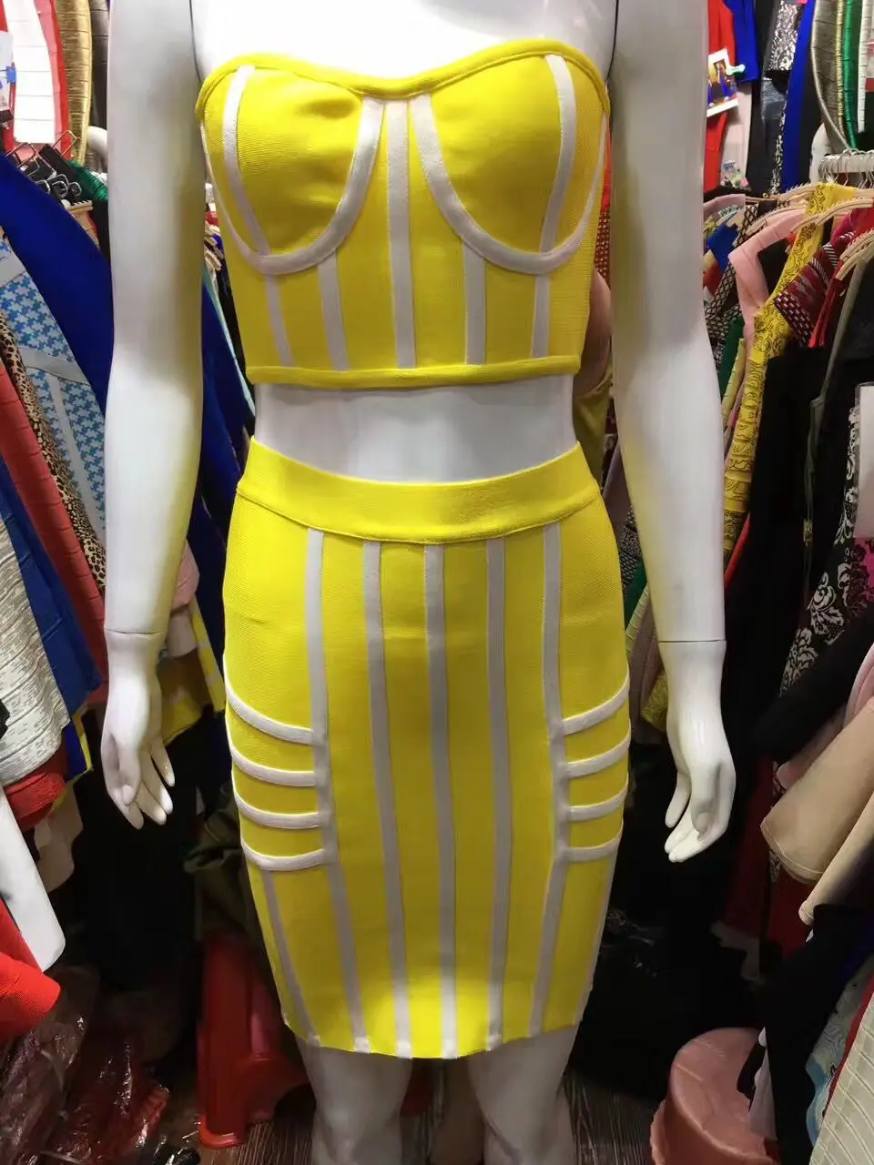 Высокое качество Черный Белый комплект из 2 предметов вискозное Бандажное платье