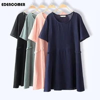 large size womens clothing 2019 summer new japan style round collar mini dress new slim pure color plus size dresses vestidos