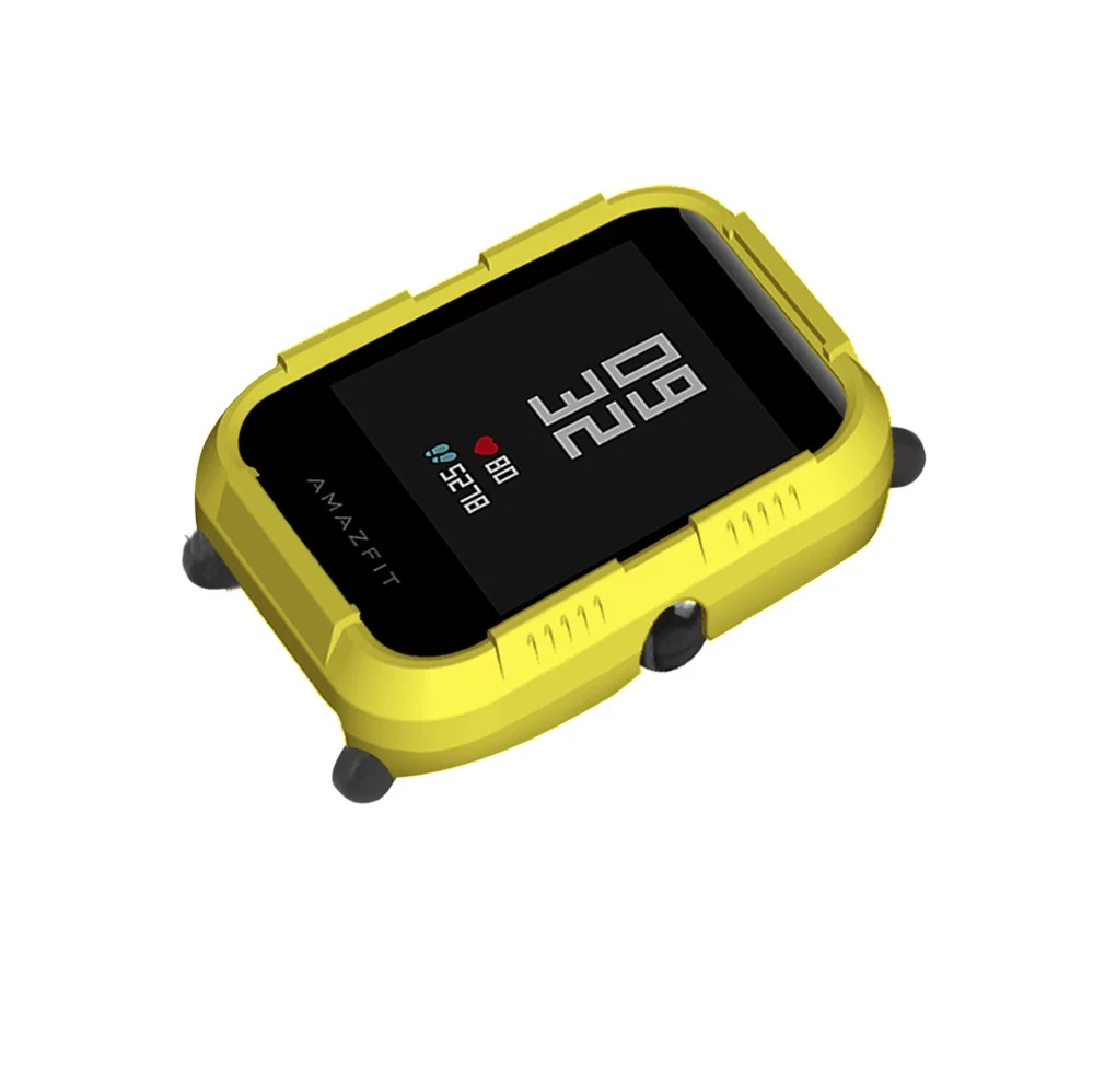 Yellow Чехол из поликарбоната для Huami Amazfit Bip чехол протектор для Xiaomi Amazfit Bip Молодежные умные часы Аксессуары Защитный Корпус рамка рукав - Цвет: Yellow