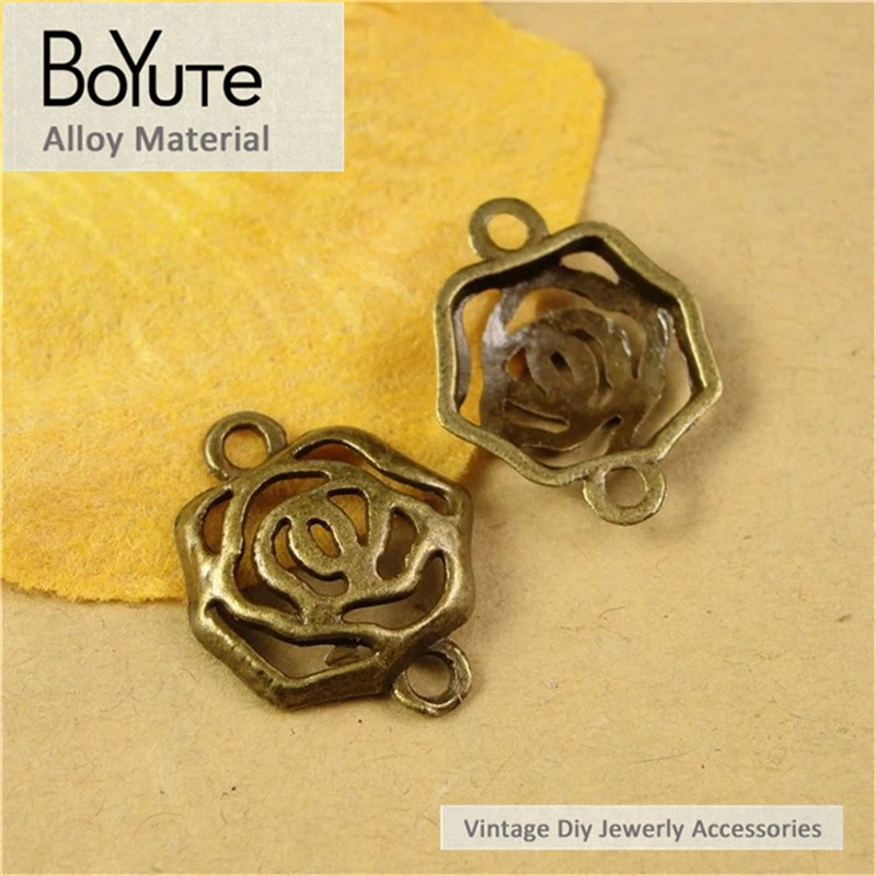 

BoYuTe (100 Pieces/Lot) 16*14MM Antique Bronze Plated Zinc Alloy Vintage Connector Jewelry Findings Accessories