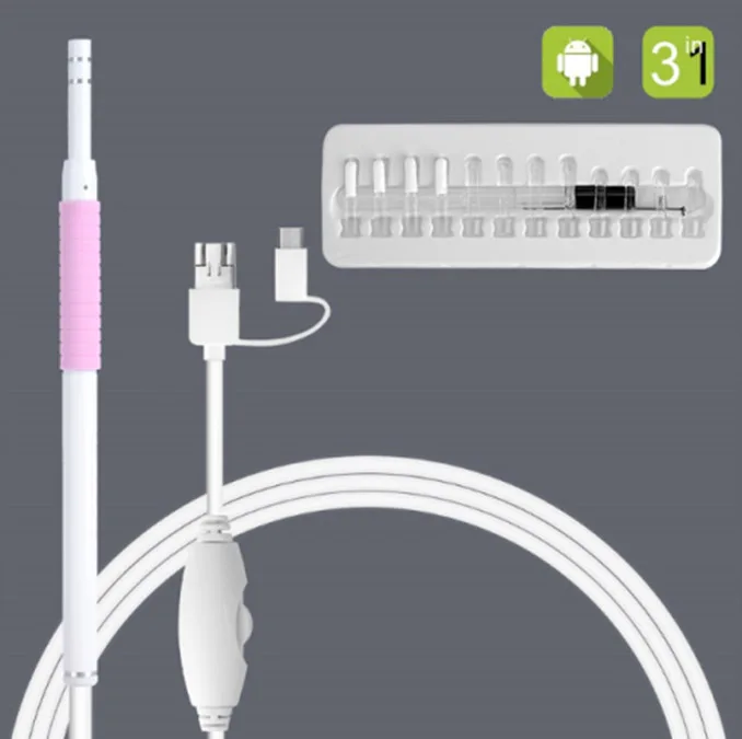 1.3MP Pink USB эндоскоп камера 1.3MP мини визуальная Ушная Чистящая ложка отоскоп медицинский нос эндоскоп для Android PC забота о здоровье - Цвет: 1.3MP Pink