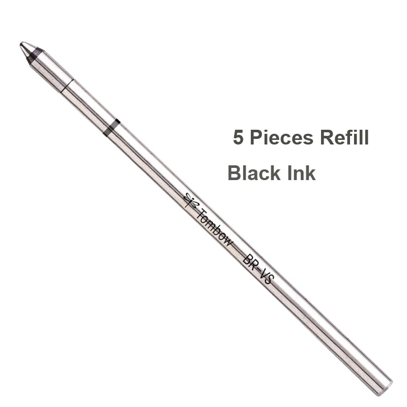 5pcs black ink Refil Шариковая ручка Tombow Zoom 727 0,7 мм, Милые Роскошные деловые ручки, многоразовый латунный корпус, наконечник из нержавеющей стали в подарочной коробке, красная точка, 1 шт - Цвет: 5pcs black ink Refil