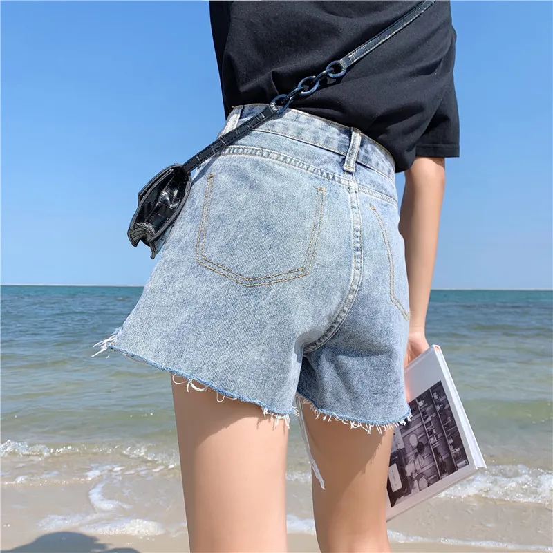 S-XL 2019 летний корейский шикарный стиль с карманами и высокой посадкой Шорты