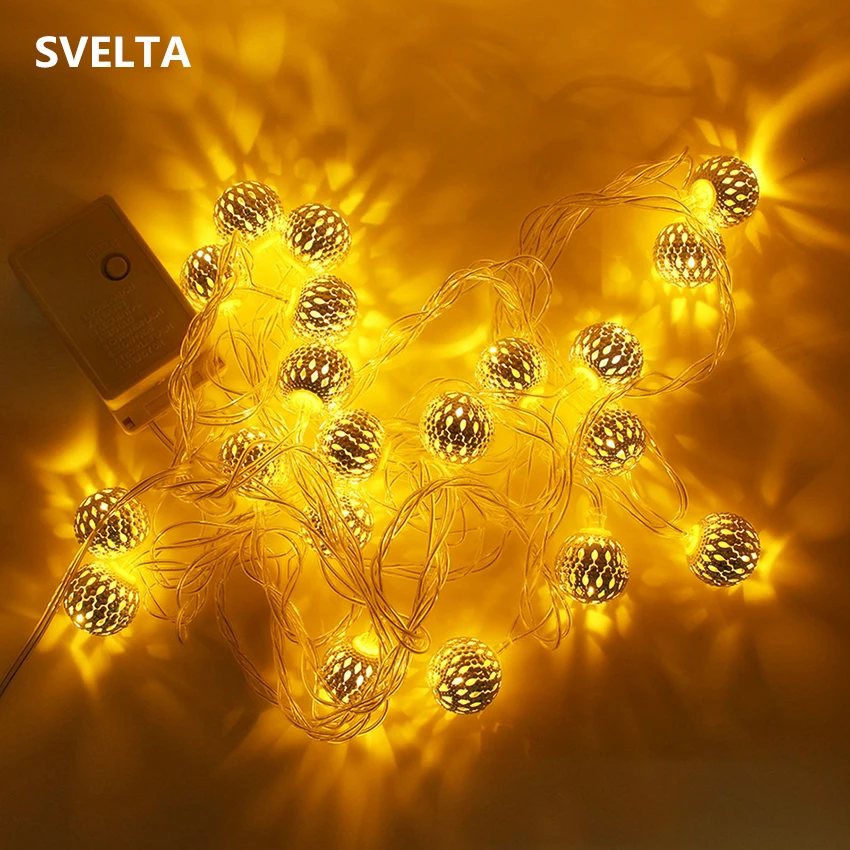 SVELTA 10 20 40 светодиодный светильник гирлянда с железным шаром фонарь на батарейках