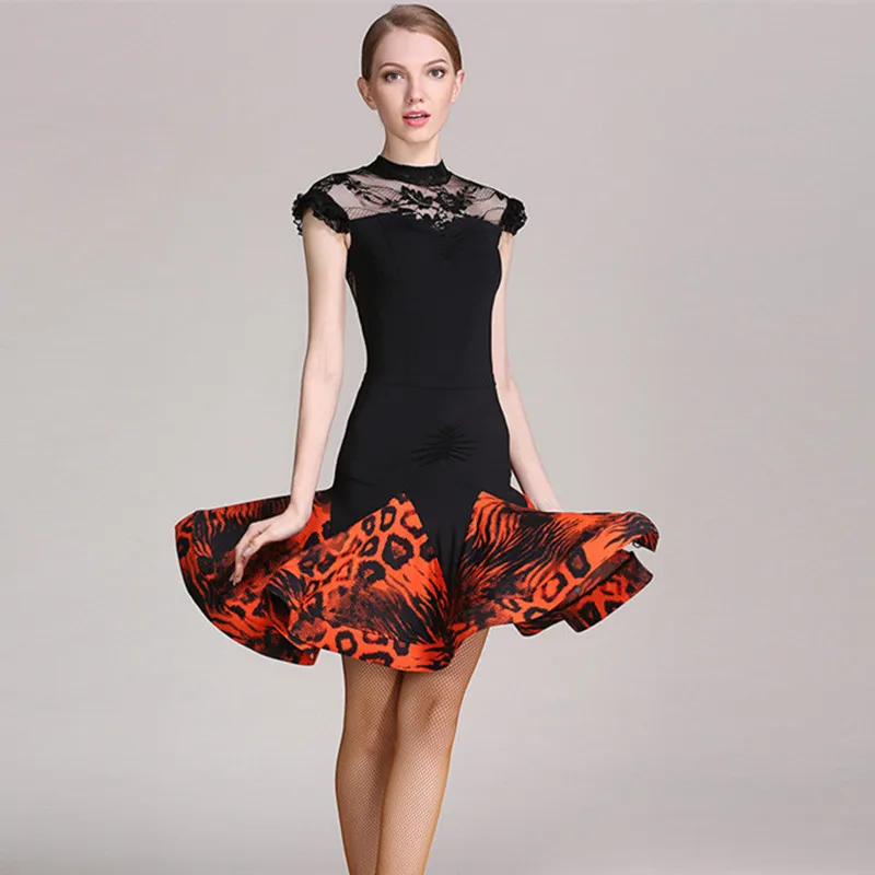 Красное леопардовое платье для латинских танцев танцевальные костюмы сальса