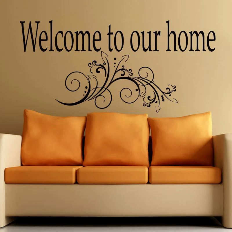 ZOOYOO Welcome To Our Home Wall Sticker Decor Living Room Bedroom Flower Art Murals Wallpaper Decoration | Дом и сад