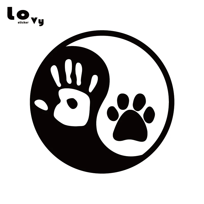 Yin Yang человеческая ручная собачья лапа виниловая забавная наклейка для