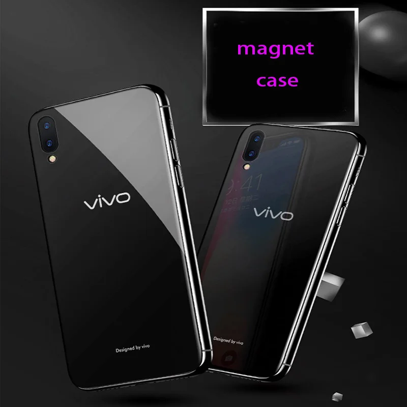 Магнитный металлический чехол для VIVO Y85 V9 X23 Роскошный из закаленного стекла OPPO R15