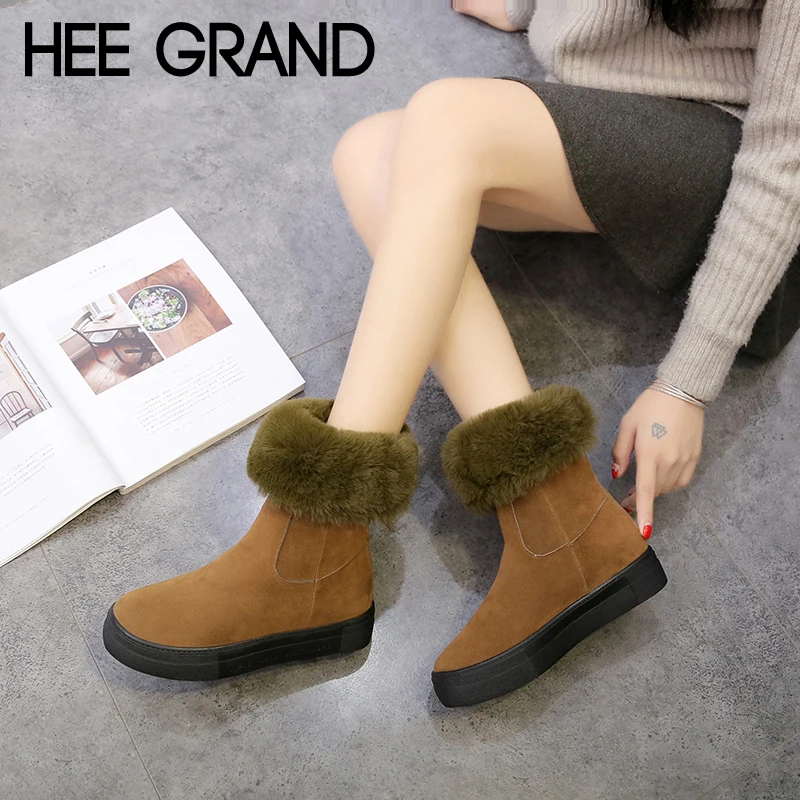 HEE GRAND/короткие плюшевые теплые женские зимние ботинки из искусственной замши