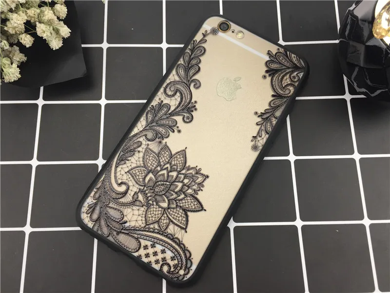 DS-LOVEHUI сексуальный ретро цветочный чехол для телефона iPhone 8 7 6 6s Plus X 5 5S SE черный