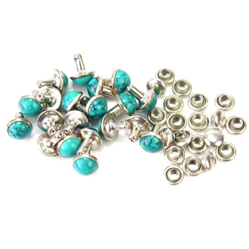 20 пар 8 мм бирюзовые Заклепки Панк Шпильки Шипы для одежды ремень кожаные ремесла