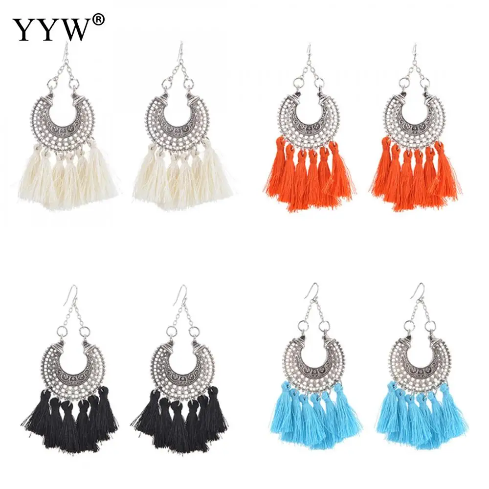 Новинка 2017 Лидер продаж Женские Висячие серьги с кисточками Черная Женская