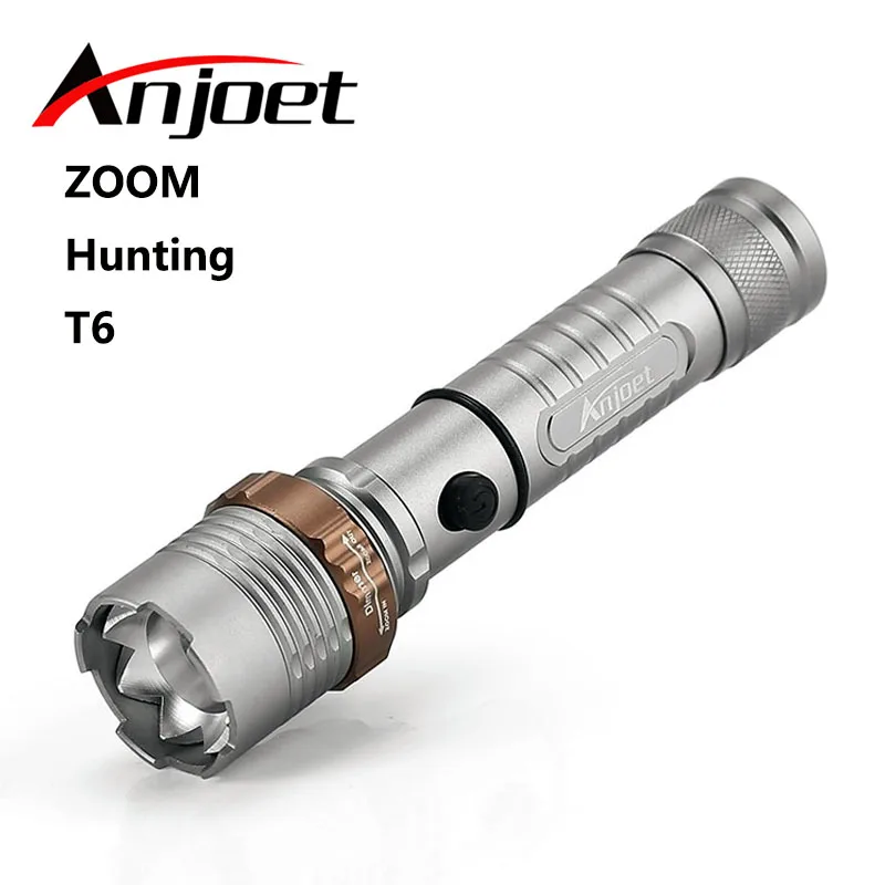 Anjoet Водонепроницаемый светодиодный фонарик XM L T6 5 режимов аккумулятор 3x AAA или