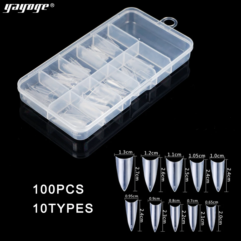 Yayoge 100 шт. белый натуральный Цвет французский Seamless False Nails 10 типа длинная акриловая сплетенная Пресс on Nails Советы Маникюр "сделай сам"