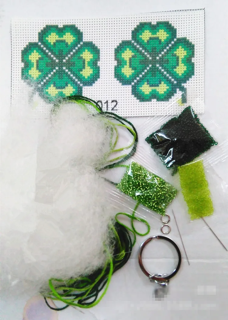 BC01 DIY Craft Stich Bead Cross Stitch Key Chain Accessories Stamped Needlework Embroidery Crafts Printed Cross-Stitching Kit