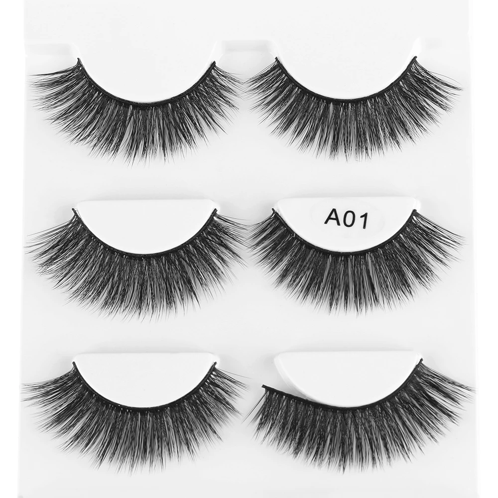 3 пары шелковых ресниц ручной работы Толстые Накладные ресницы натуральные