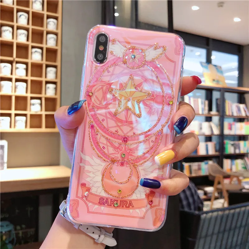 Для iphone XS max XR X Блестящий Мягкий чехол с изображением Сейлор Мун для iphone 8plus 7plus 6SP 7 8 6 6S милый блестящий чехол с рисунком Sukura