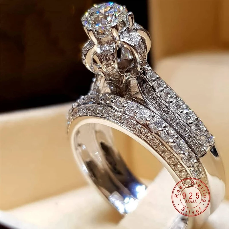 Новинка 2019 набор колец серебряного цвета 2 шт Bijoux полный ААА Африканский кристалл