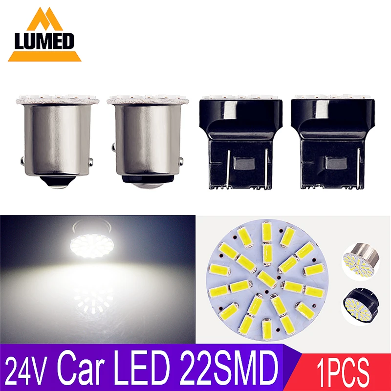 1x1156 светодиодный 1157 BA15S T20 7440 7443 BAY15d автомобильный светильник s 3014 Светодиодный авто лампы ДРЛ 22 SMD светильник DC 24V