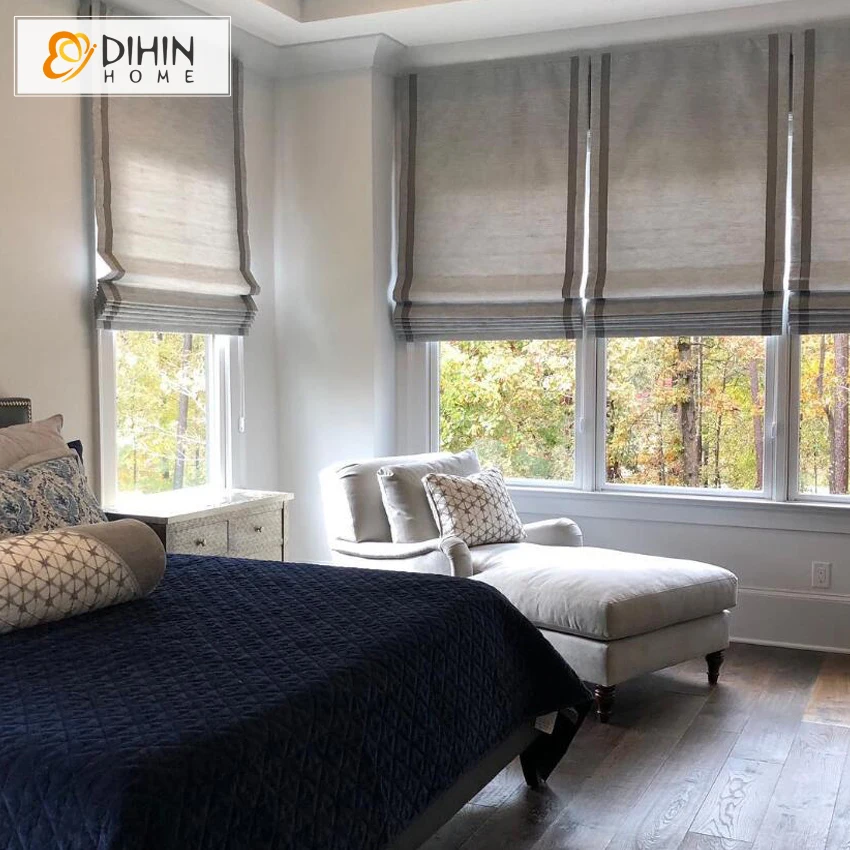 

Free Shipping High Quality Modern Striped Style Curtains Roman Blinds Roman Shades For Living Room
