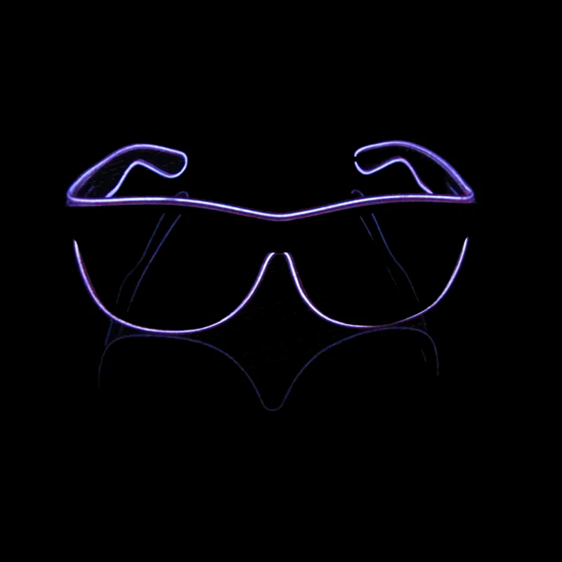Purple LED Glowing Glasses Flashing Glass EL Wires Novelty Party Decorative Club Lighting Cosplay Masks Gift Bright Light Sunglasses - Цвет: Purple