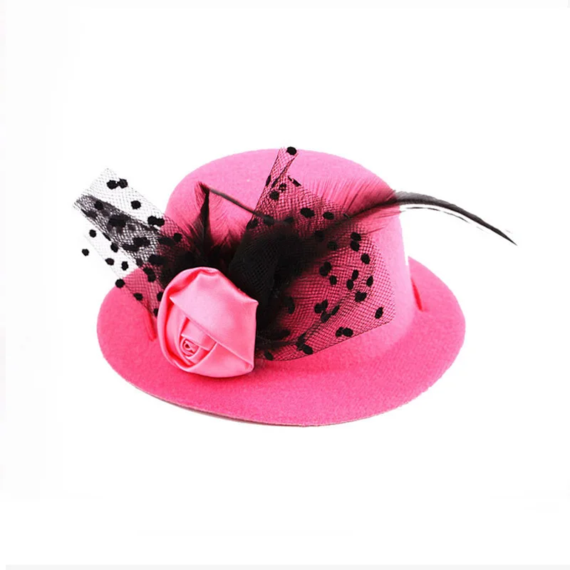 Pink Кепка для собаки дворянина, кепка для питомца, собаки, кошки, Тедди, Боми, украшение для питомца, шапка, мода, красота и роскошь, товары для домашних животных, шапка с перьями - Цвет: Pink