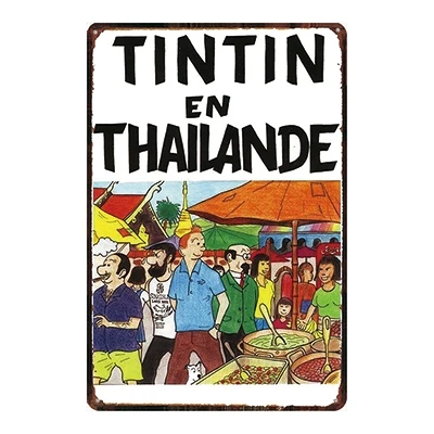 DU2215 Tintin мультфильм жестяная вывеска металлическая тарелка потертый шик железная живопись детская комната настенный бар домашнее искусство Ремесло Декор 30X20 см DU-2217 - Цвет: DU2215