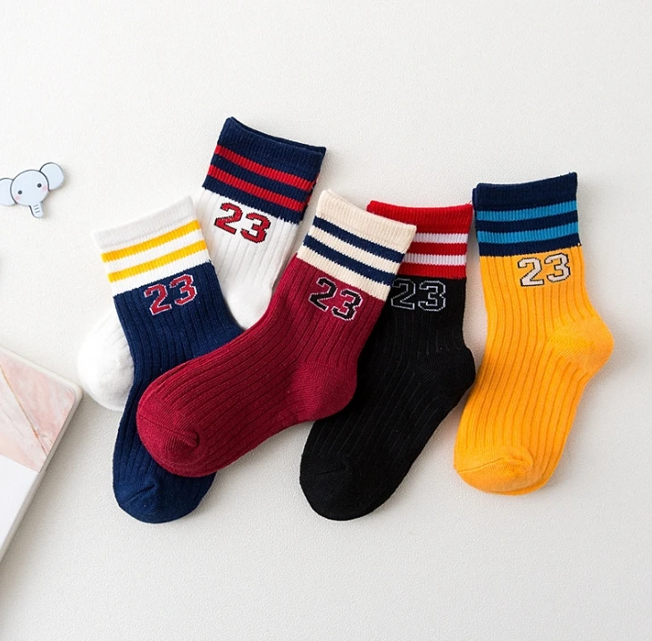 Children Socks 1 lot=5pairs=10 pieces Boys Girls Spring Autumn Cotton Baby Letter-print Kids |