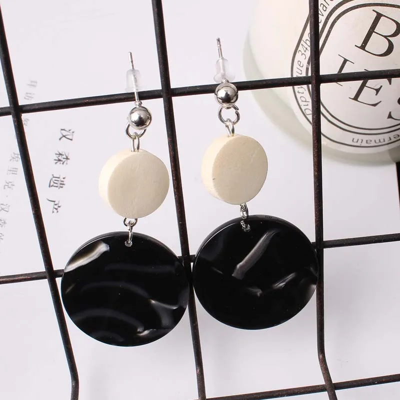 Серьги женские круглые геометрические уксусная кислота серьги из древесины