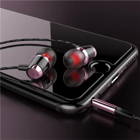Pink Бас наушники 9D металлические наушники-вкладыши Проводная гарнитура Hifi наушники для samsung huawei Xiaomi телефон наушники fone de ouvido MP3 - Цвет: Pink