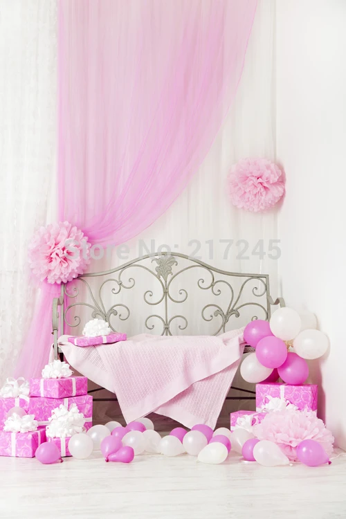 

Photography Backdrop birthday photo backdrop pink balloons photobooth Children Custom Photo Prop backgrounds 5ftX7ft D-2526
