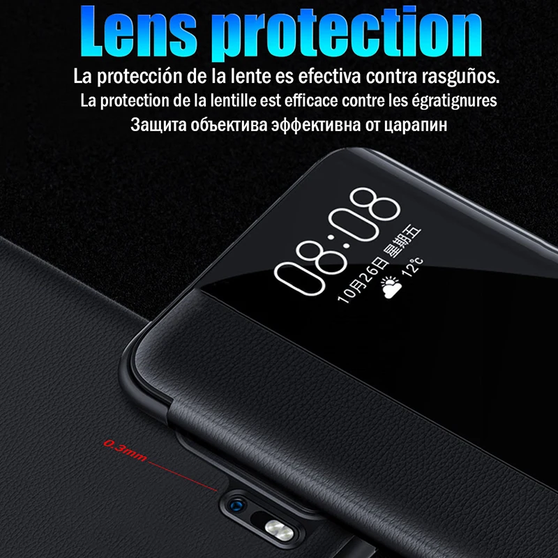 Smart Clear View Flip Phone Case For Huawei P30 P20 Mate 20 Pro Leather Protective 9 10 Shockproof Cover | Мобильные телефоны и