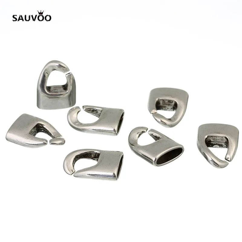 

SAUVOO 10sets /lot Metal Leather Cord End Caps Bracelet Necklace Connectors 12*3.5mm For Handmade DIY Jewelry Making Findings