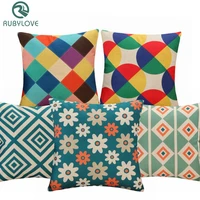 1pcs 45x45cm colorful geometric pattern cotton linen throw pillow cushion cover car home sofa decorative pillowcase