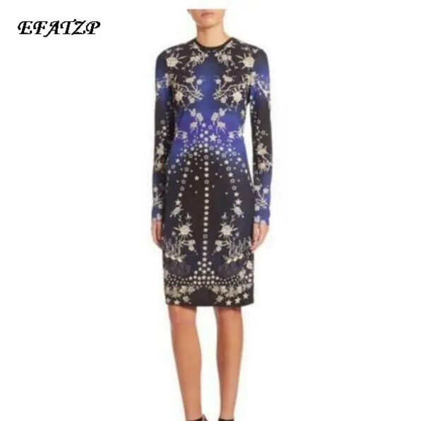 Женское стрейчевое платье из джерси дизайнерское брендовое с длинными рукавами