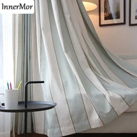 innermor mediterranean stripe curtain for living room faux linen sea blue curtain for bedroom kitchen jacquard drapes customized