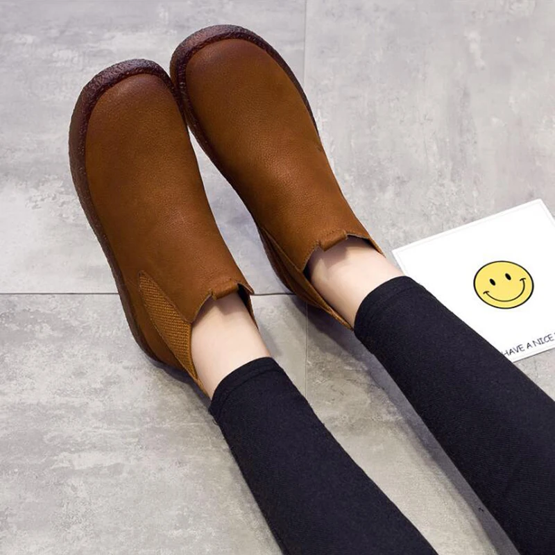 

2018 new Woman Fashion Genuine Leather Motorcycle Ankle Boots Female Platform Comfortable Autumn Shoes winter boots k595