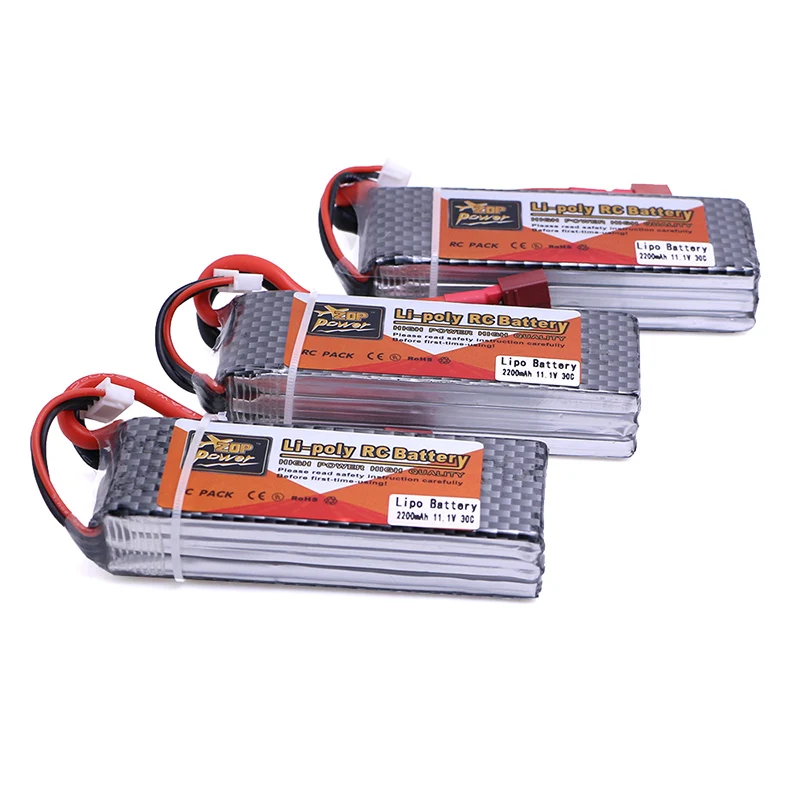 3pcs ZOP Lipo RC Battery 11.1 V 2200 mah 30C-60C For Align Trex-450 500 Fix-wing Helicopter Boat quadcopter Airplane | Игрушки и хобби
