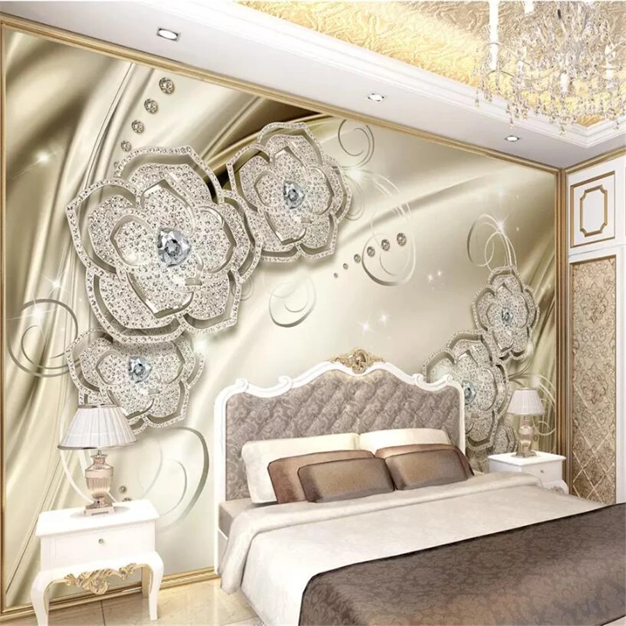 

beibehang Custom wallpaper golden palace wind 3d stereo photo mural jewelry silk European TV background wall paper bedroom mural