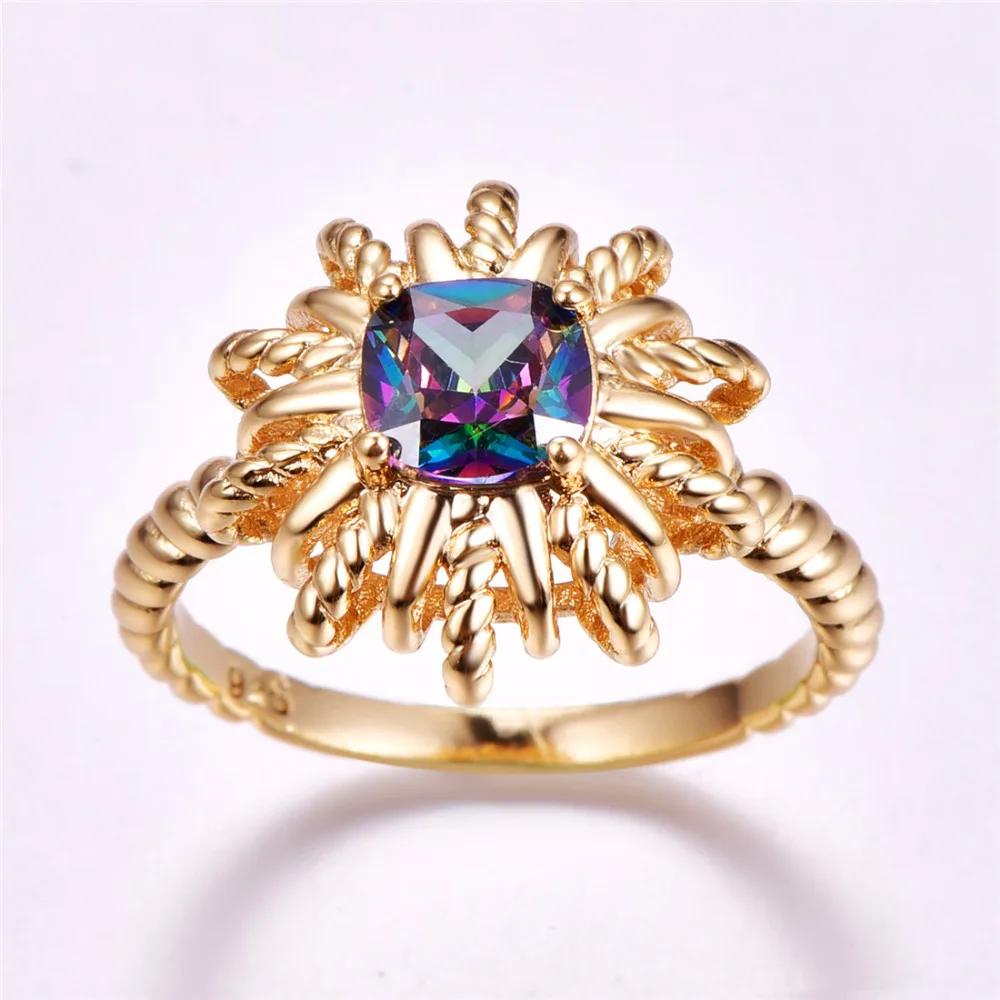 lingmei New Arrival Square Cut Multi &amp Purple Cubic Zirconia GoldRing Size 6-9 Party Popular Women Jewelry | Украшения и