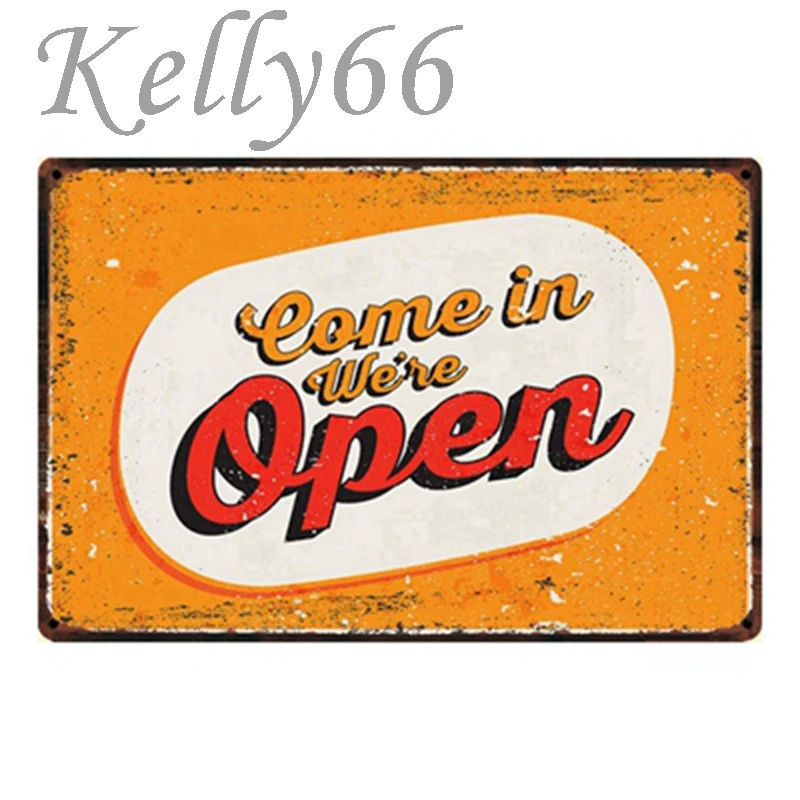 

[ Kelly66 ] We are Open Metal Poster Home Decor Store Wall Plaque iron Painting Drop shipping 20*30 CM Size y-1242