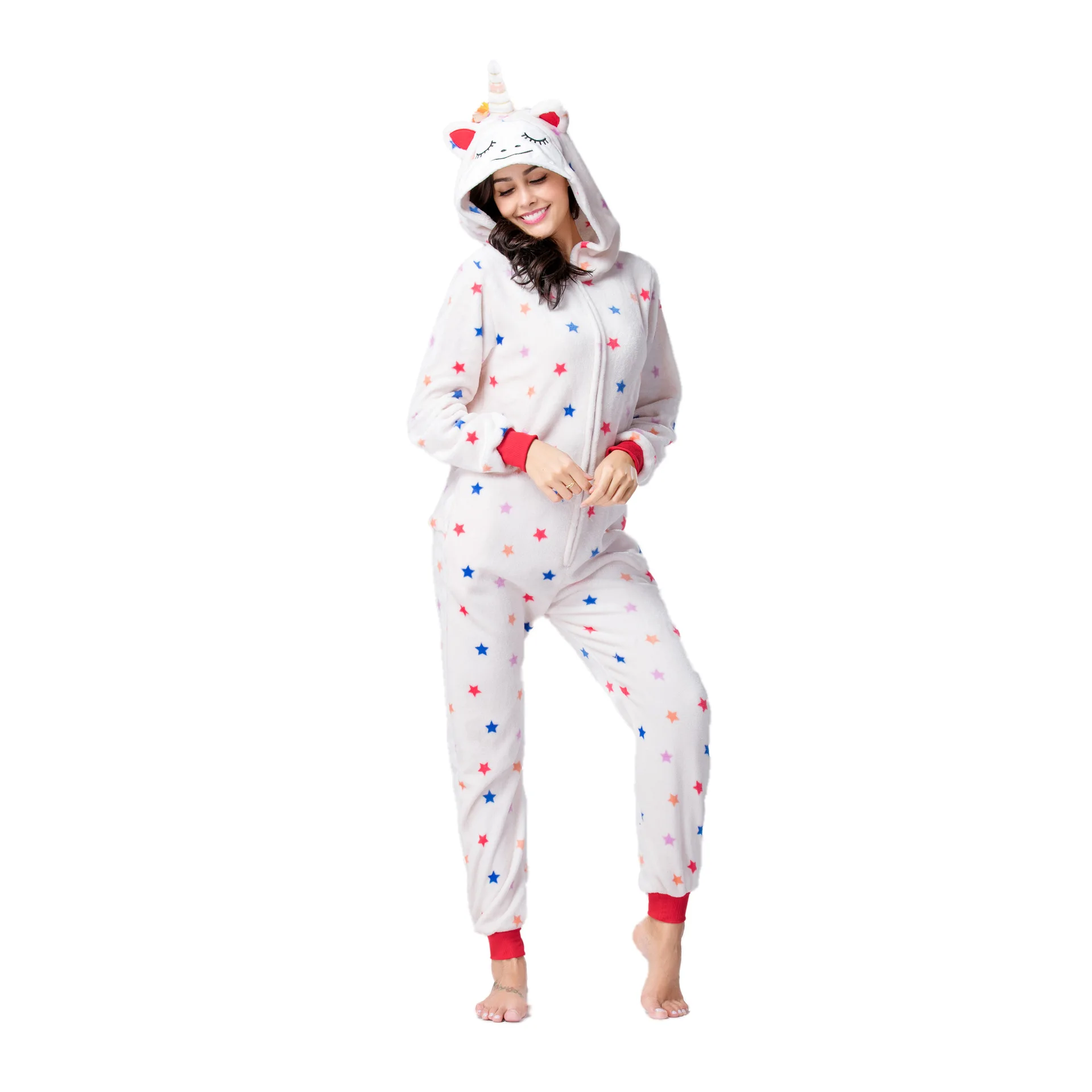 

Kigurumi Onesies costumes Cosplay Cartoon white Animal Five-pointed star unicorn zipper Pajamas Costumes Sleepwear halloween