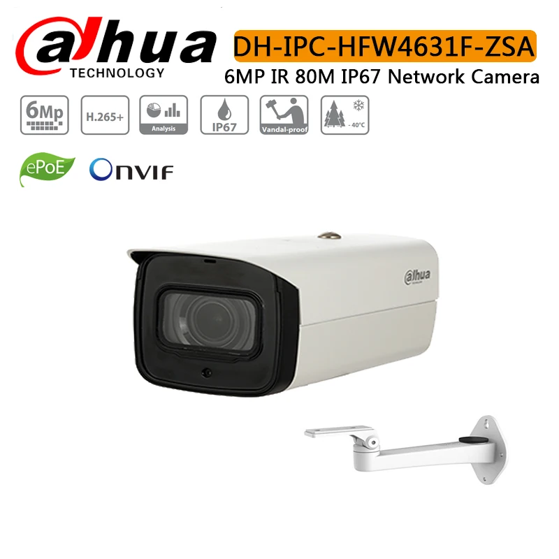 Dahua IPC HFW4631F ZSA Пуля IP Камера 6MP ИК 60 м H.265 H.264 POE 2 7 мм ~ 13 5 моторизованные зум объектив