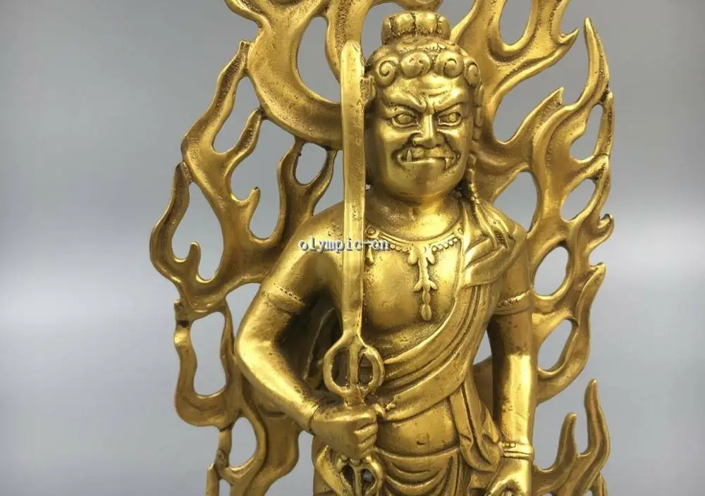 11''классика латунь резной Тибетский буддизм Vidyaraja акаланата статуя Будды |