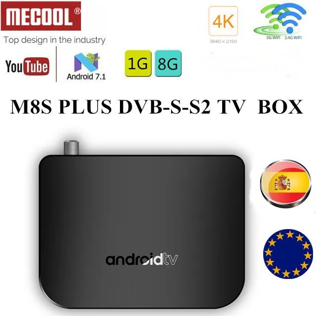 ТВ приставка MECOOL M8S Plus DVB S S2 Android 7 1 ГБ ОЗУ 8 Гб ПЗУ Восьмиядерный процессор Amlogic S905D