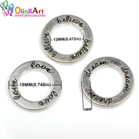 olingart 19mm 6pcslot diy zinc alloy pendant lead free tibetan silver color combinations of letters rings shape jewelry making
