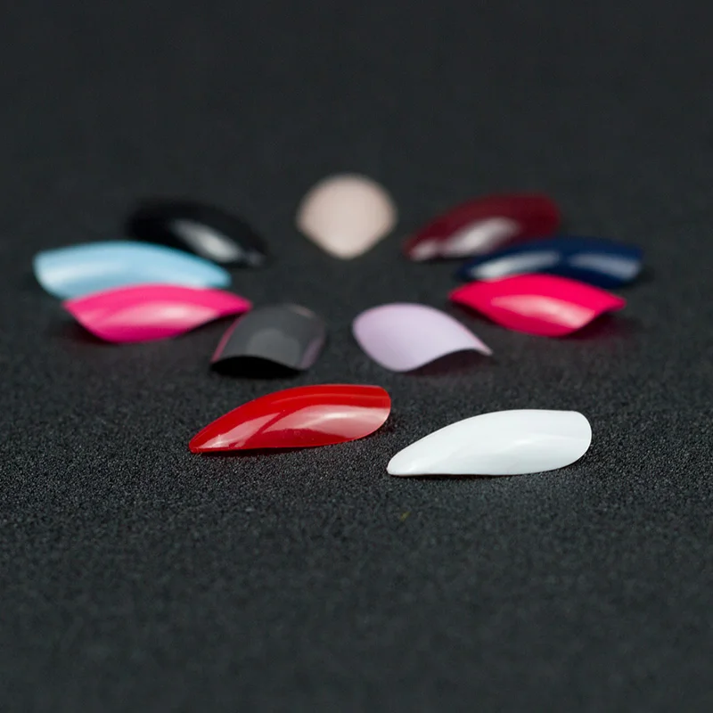 1 Набор 24 шт. накладные ногти черного цвета на шпильке миндаль искусственные