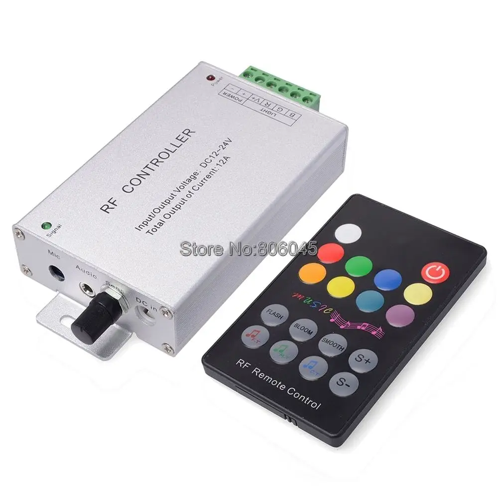 DC12V 24V 12A 3x4A RGB светодиодный контроллер Аудио Звук Музыкальный с 18 клавишным