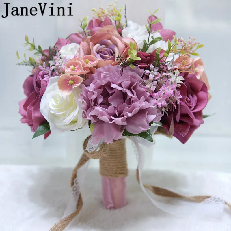 JaneVini 2019 Новейшие свадебные букеты Искусственные Шелковые Розовые Красные цвета